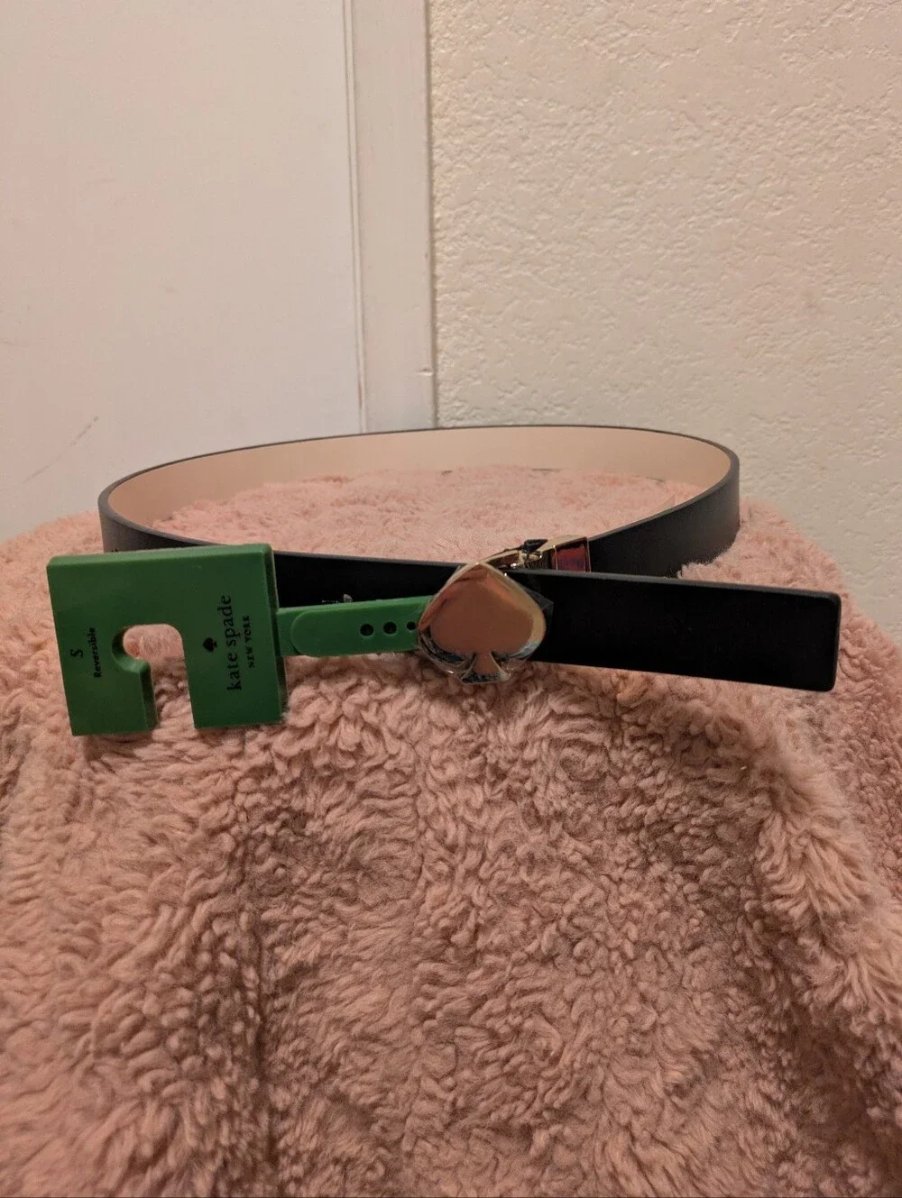 Kate Spade Leather Belt With Reversible Buckle - Black/Cream